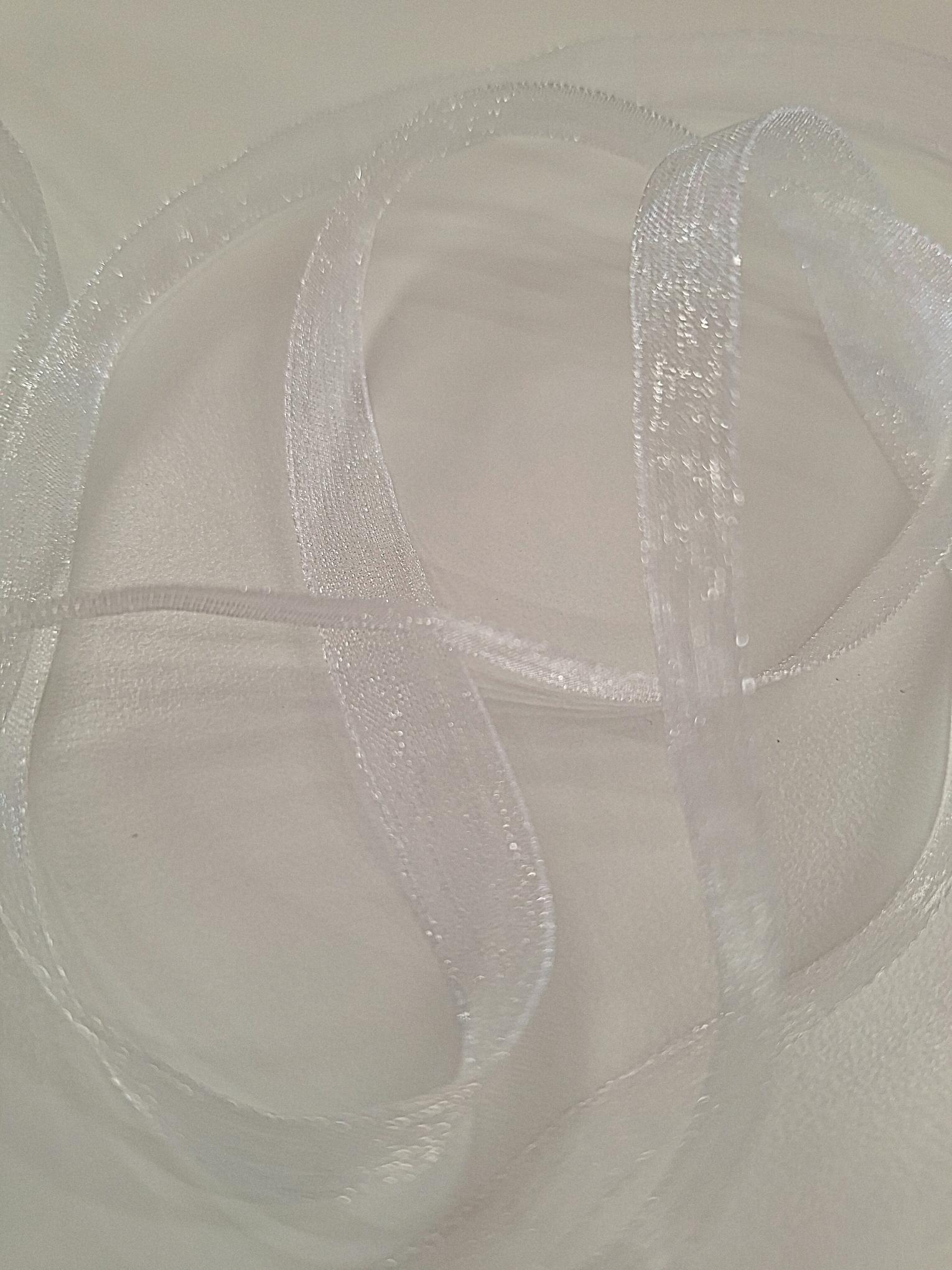 Sheer Organza Ribbon White. 10mm wide. Sold by the Metre