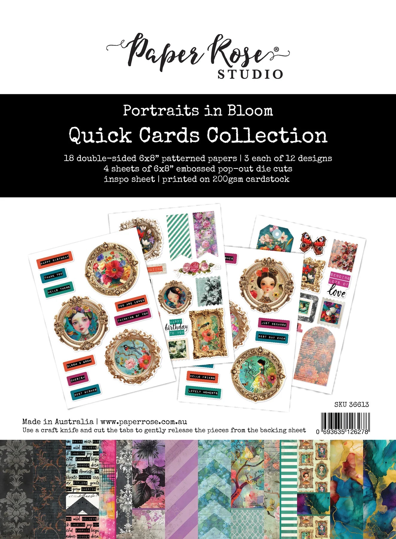 Quick Cards Collection by Paper Rose Studio with various designs and text on a white background.