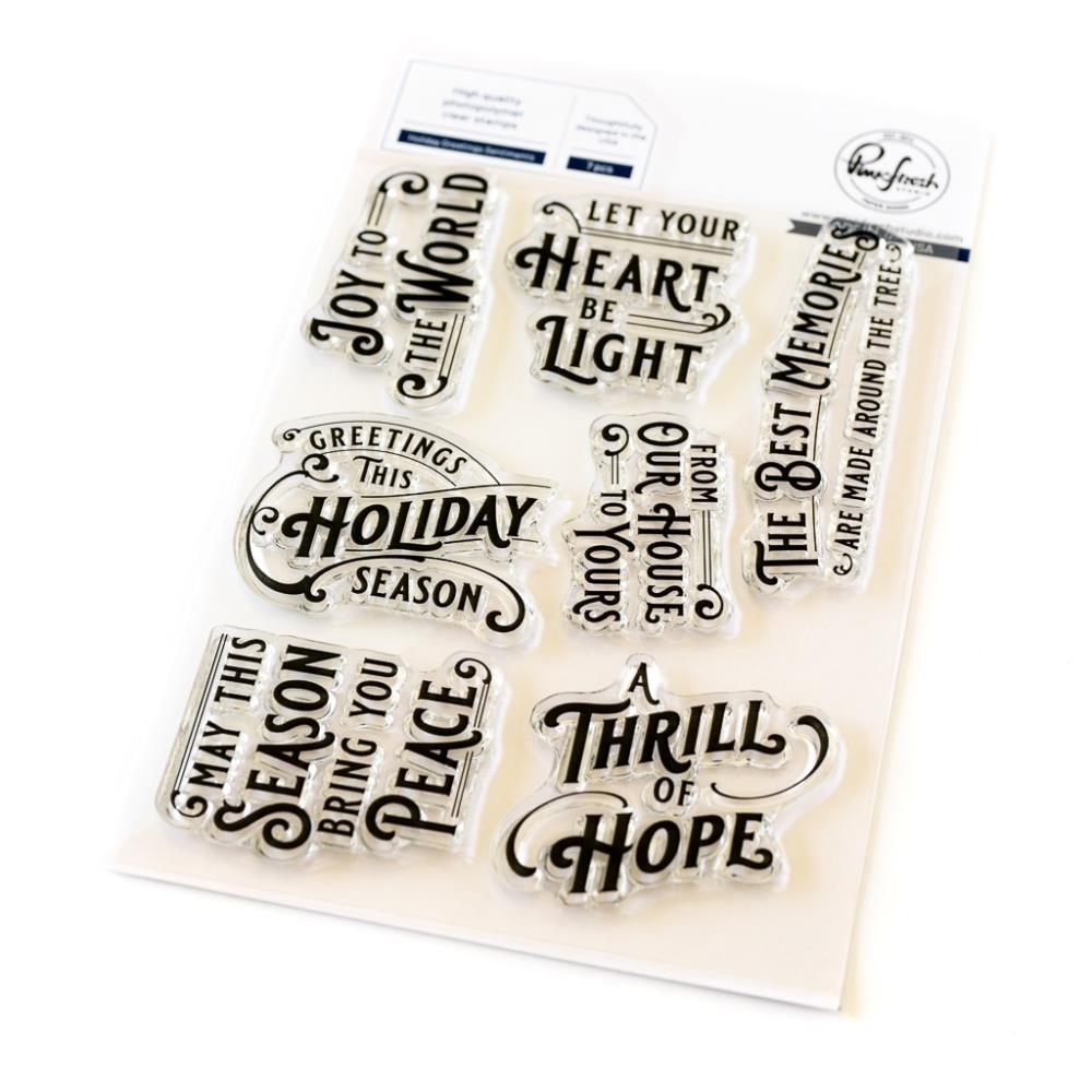 Pinkfresh Studio Clear Stamp Set - Holiday Greetings Sentiments