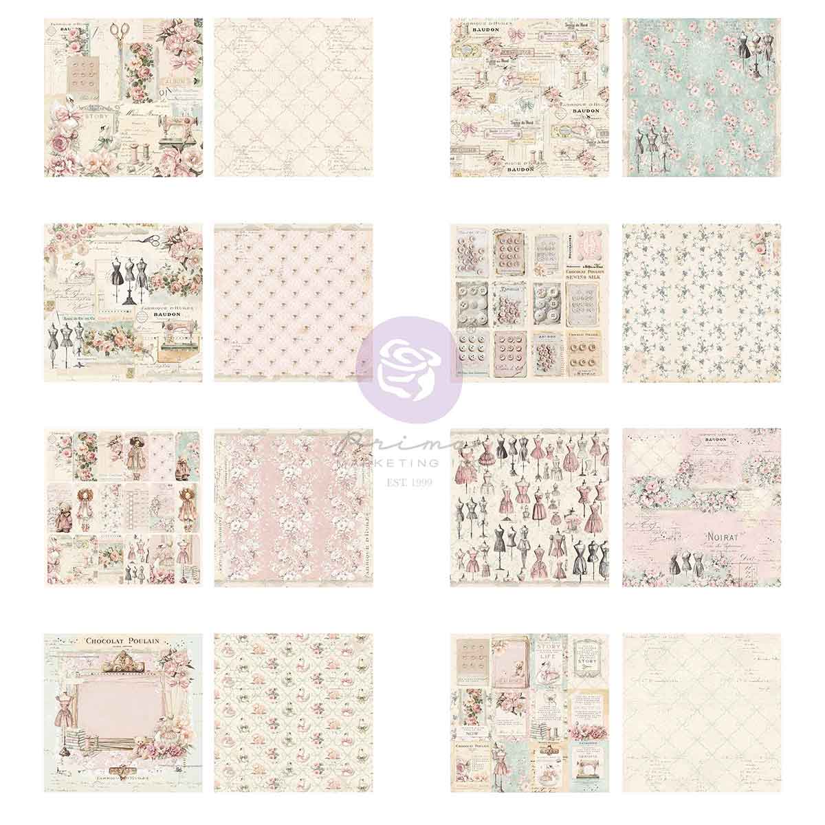 Prima 8x8 Paper Pad - Buttons & Keepsakes