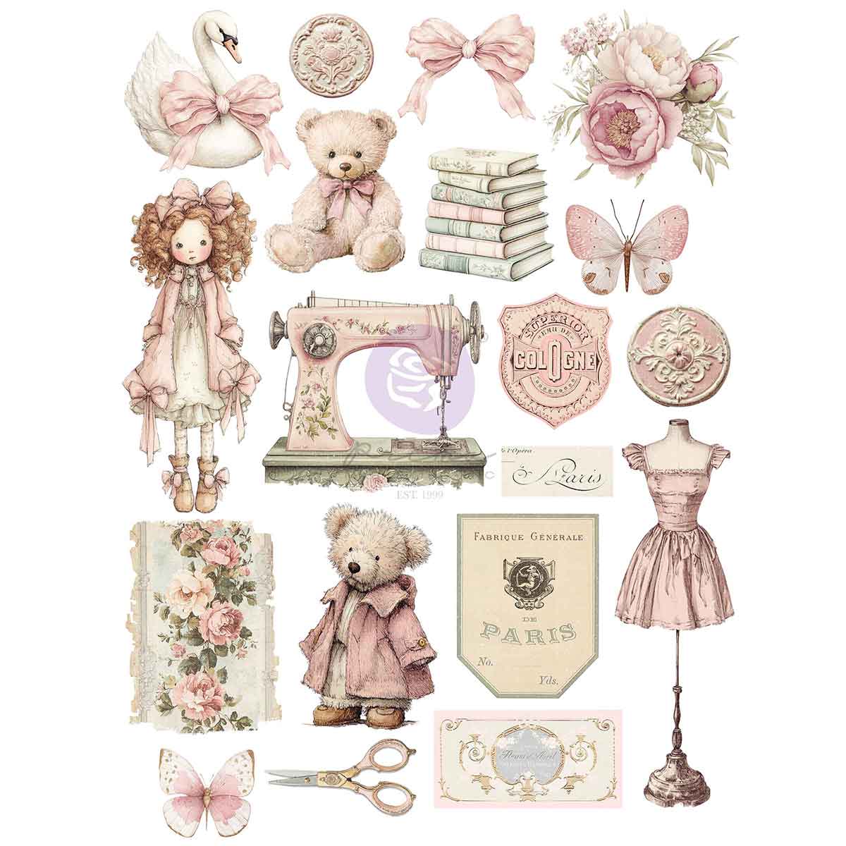 Prima Marketing A4 Transfer - Buttons & Keepsakes