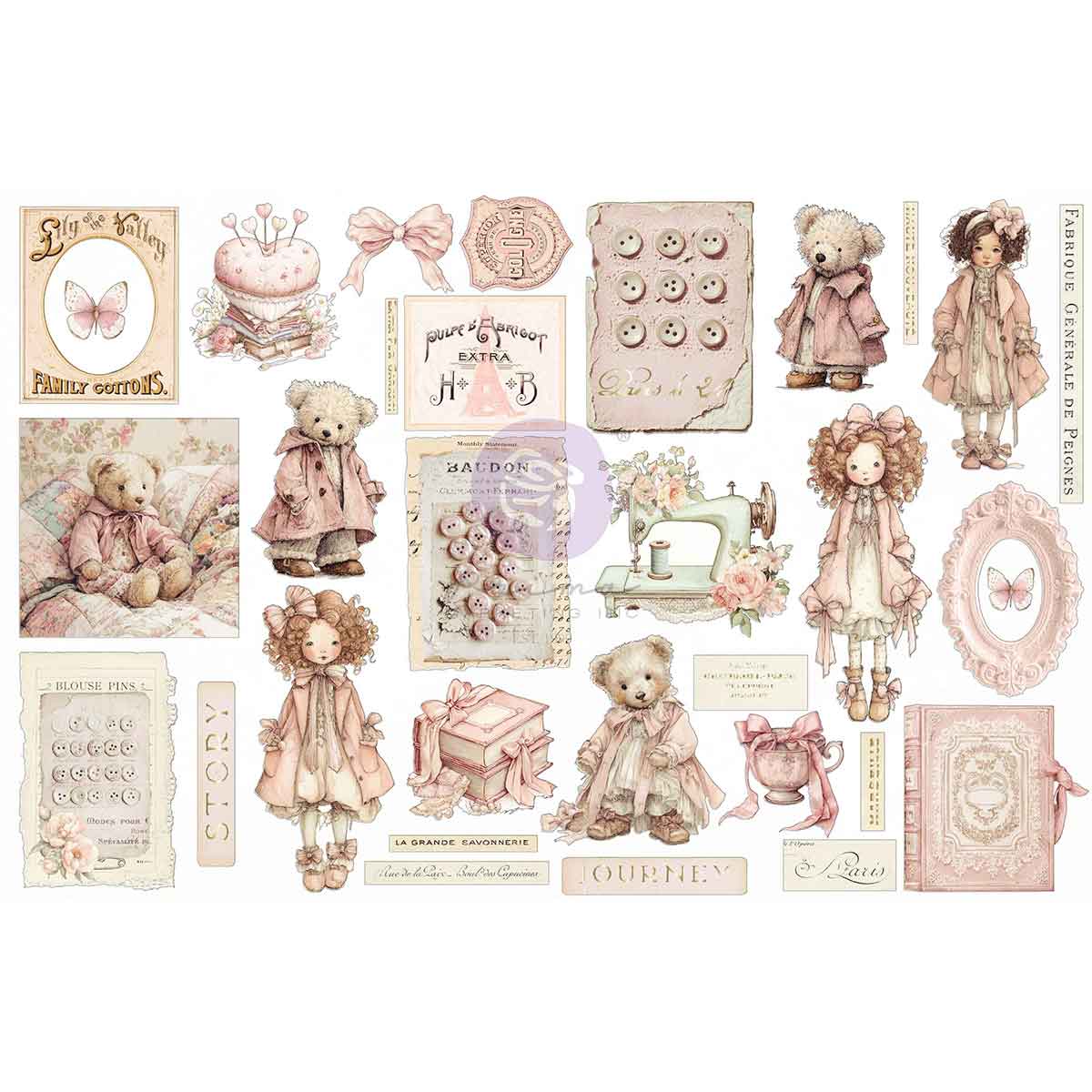 Prima Marketing Ephemera - Buttons & Keepsakes - Quilted Memories