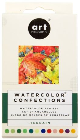 Art Philosophy Watercolor Confections set with watercolor pan set on a white background