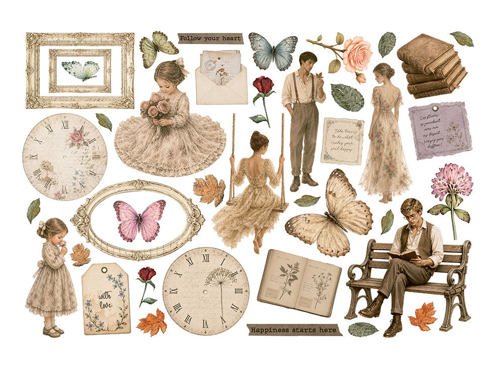 Stamperia Cardstock Ephemera Adhesive Paper Cut Outs - Flowers and Poems