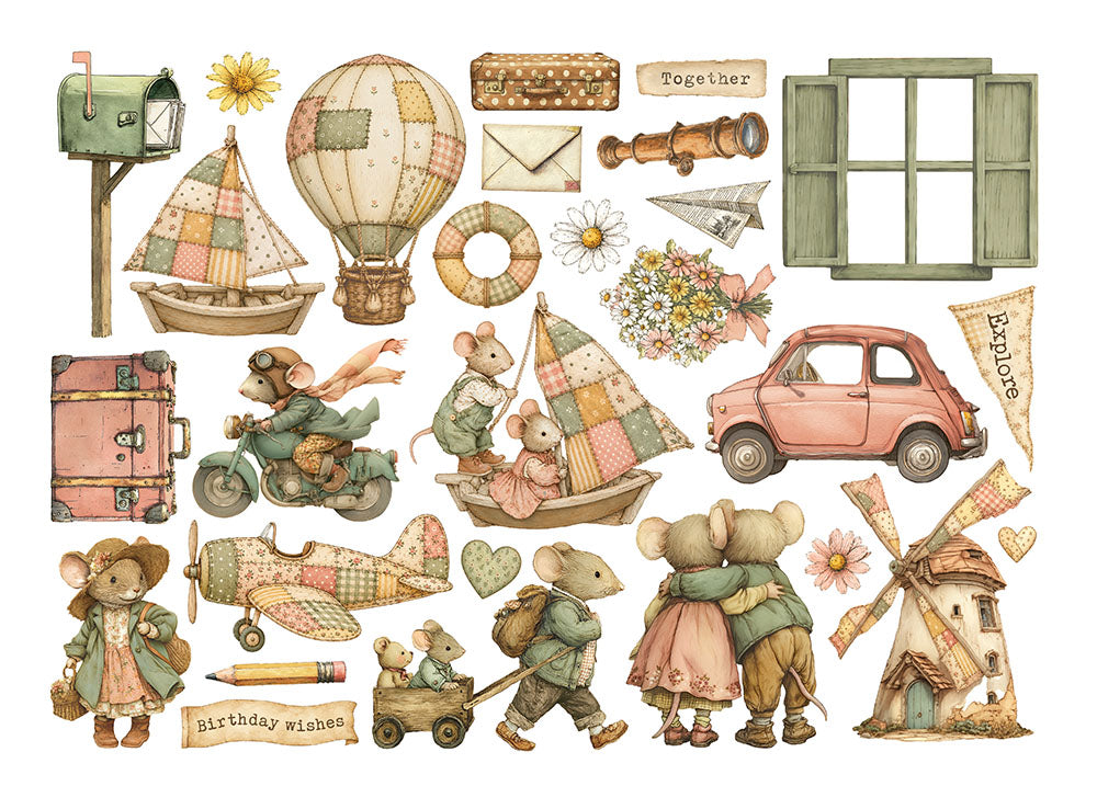 Stamperia Cardstock Ephemera Adhesive Paper Cut Outs - Cozy Family
