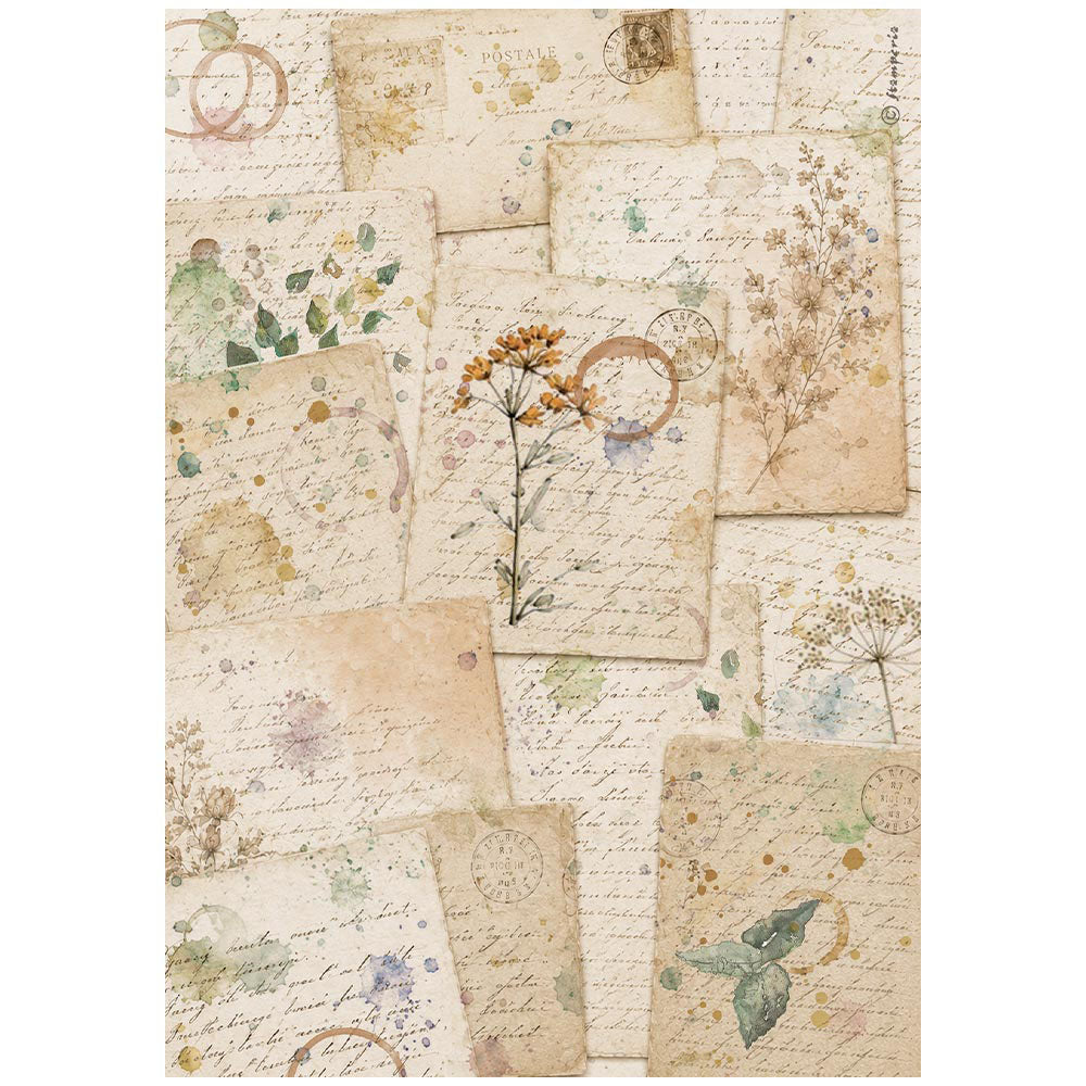 Stamperia Rice Paper Sheet A4 6pk - Flowers and Poems