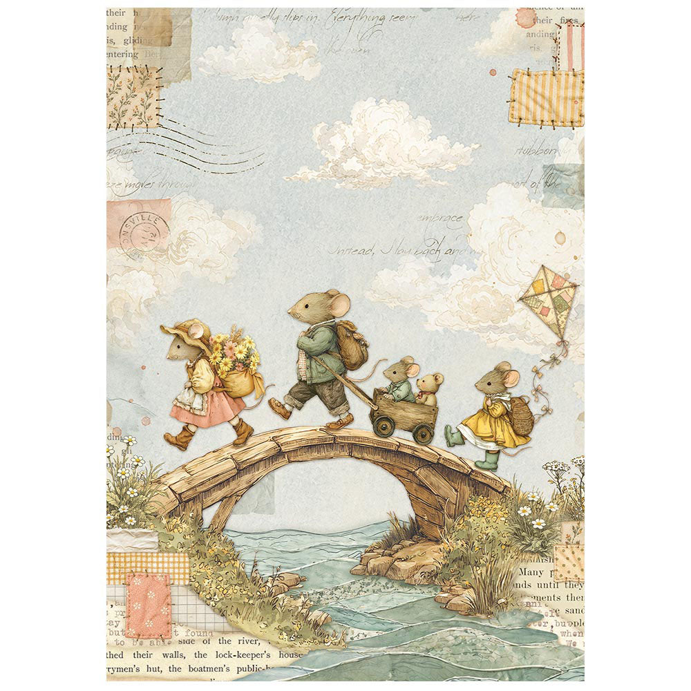 Stamperia Mini Rice Paper Sheets A6 - Cozy Family