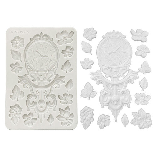 Stamperia Silicone Mould A5 - Garden Of Time - Clock and Flowers