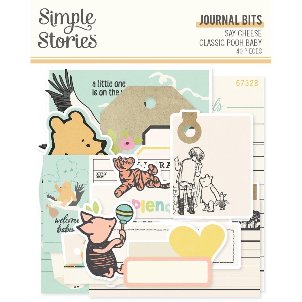 Set of decorative die-cut pieces with cartoon characters on a white background, featuring the brand 'Simple Stories'.