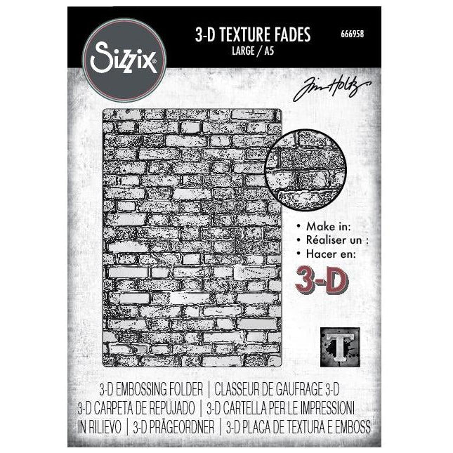 Sizzix 3-D Texture Fades embossing folder packaging on a white background