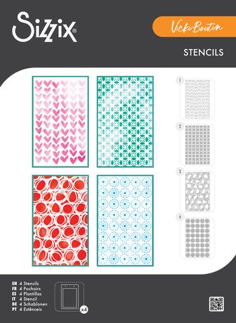Sizzix stencils with various patterns on a black background