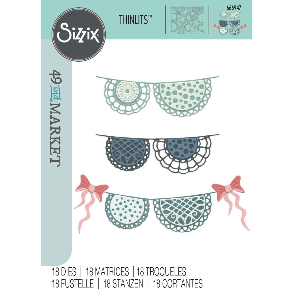 Sizzix Thinlits Die & A5 Stamp set 49 & Market - Doily Banner