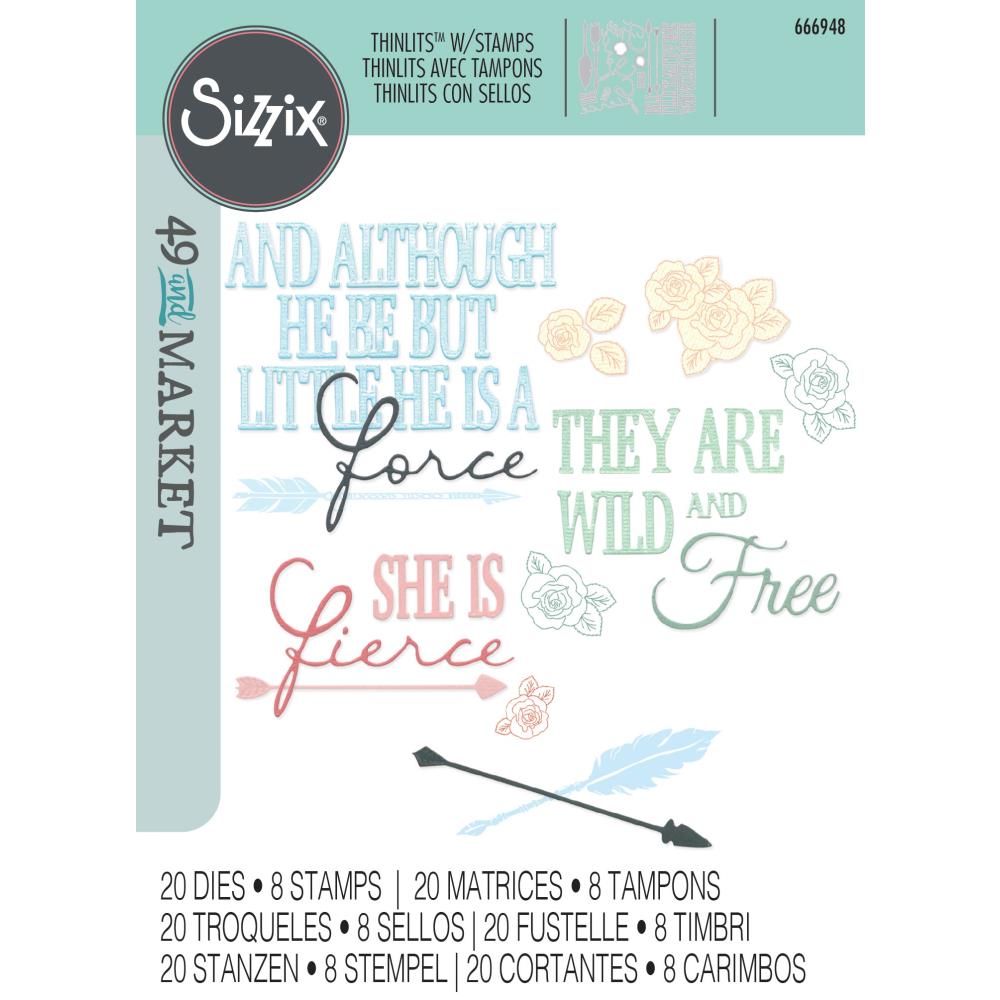 Sizzix Thinlits Die & A5 Stamp set 49 & Market - Forces of Nature