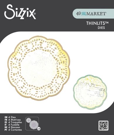 Sizzix Thinlits Dies with decorative doily design on a branded background
