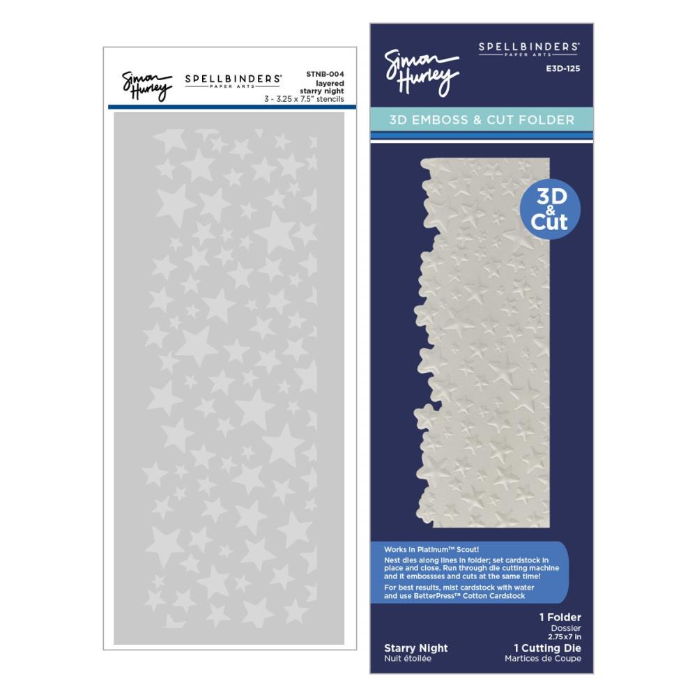 Spellbinders 3D Emboss and Stencil Set - Starry Night