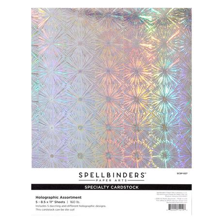 Holographic specialty cardstock with starburst pattern on a white background
