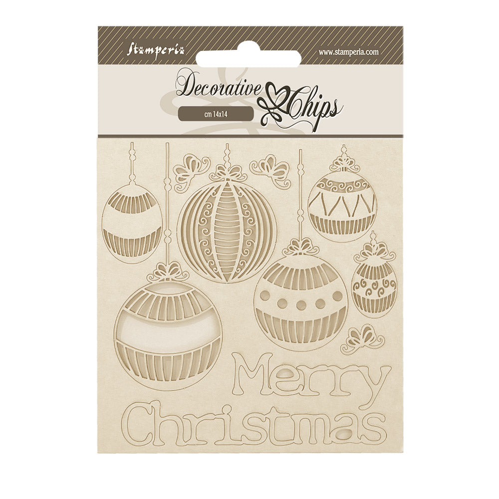 Stamperia Decorative Chips - The Nutcracker Merry Christmas balls