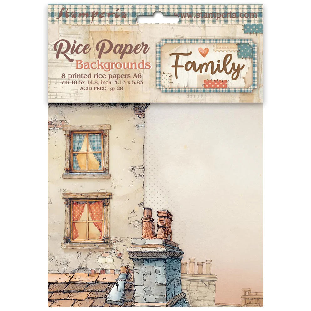 Stamperia Background Mini Rice Paper Sheets A6 - Family