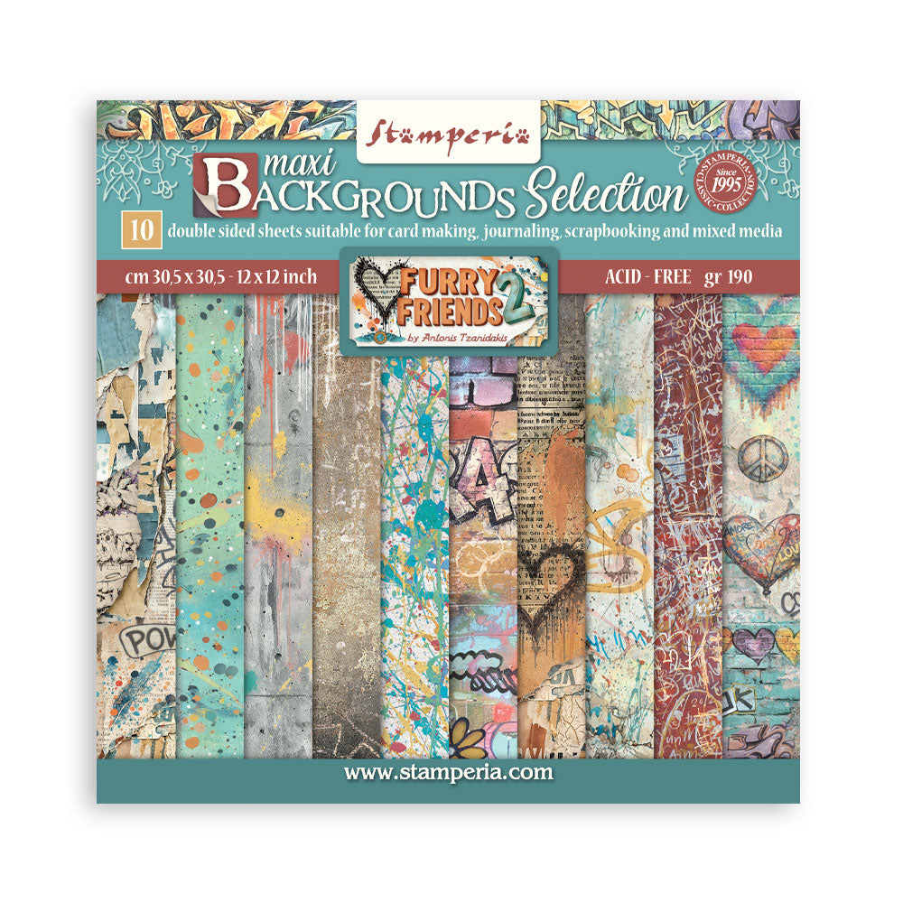 Stamperia Maxi Backgrounds Selection in the Furry Friends 2 design