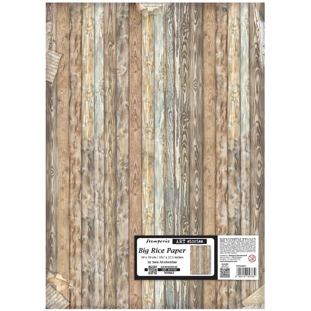 Rice paper sheet with wood grain pattern and Hamaera branding on a white background