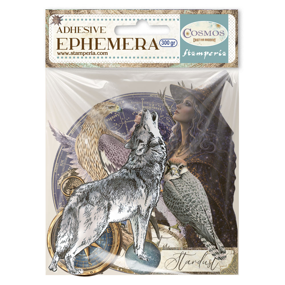 Stamperia Cardstock Ephemera Adhesive Paper Cut Outs - Cosmos
