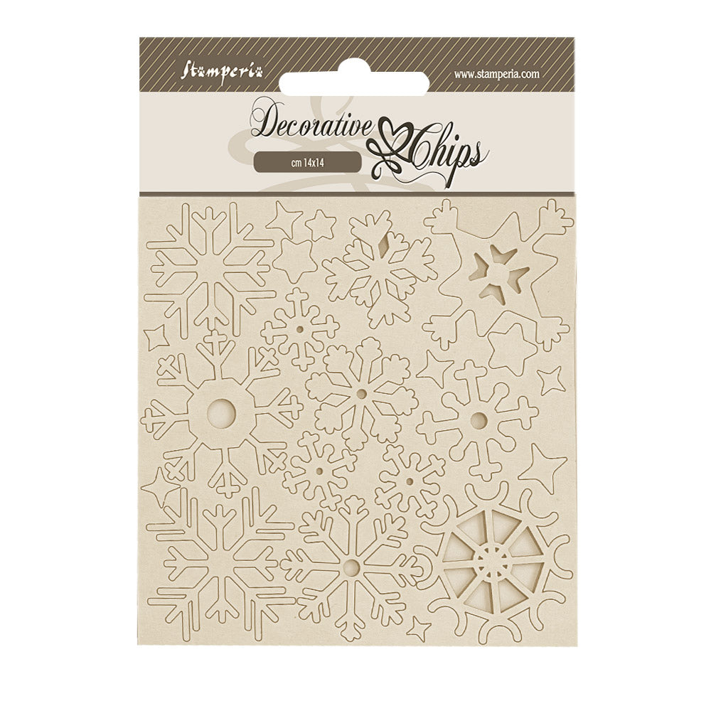 Stamperia Decorative Chips - Create Happiness Dewdrops snowflakes