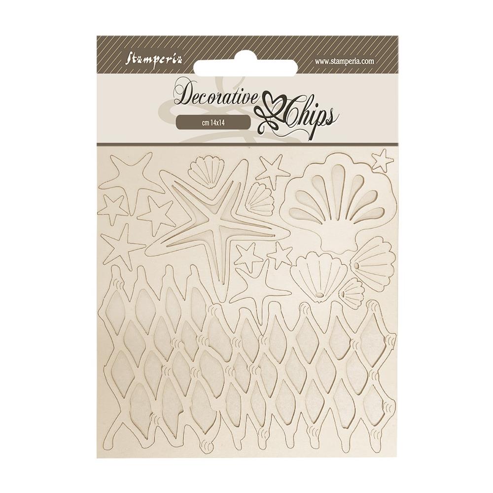 Stamperia Decorative Chips - Silent Sea Shells And Net
