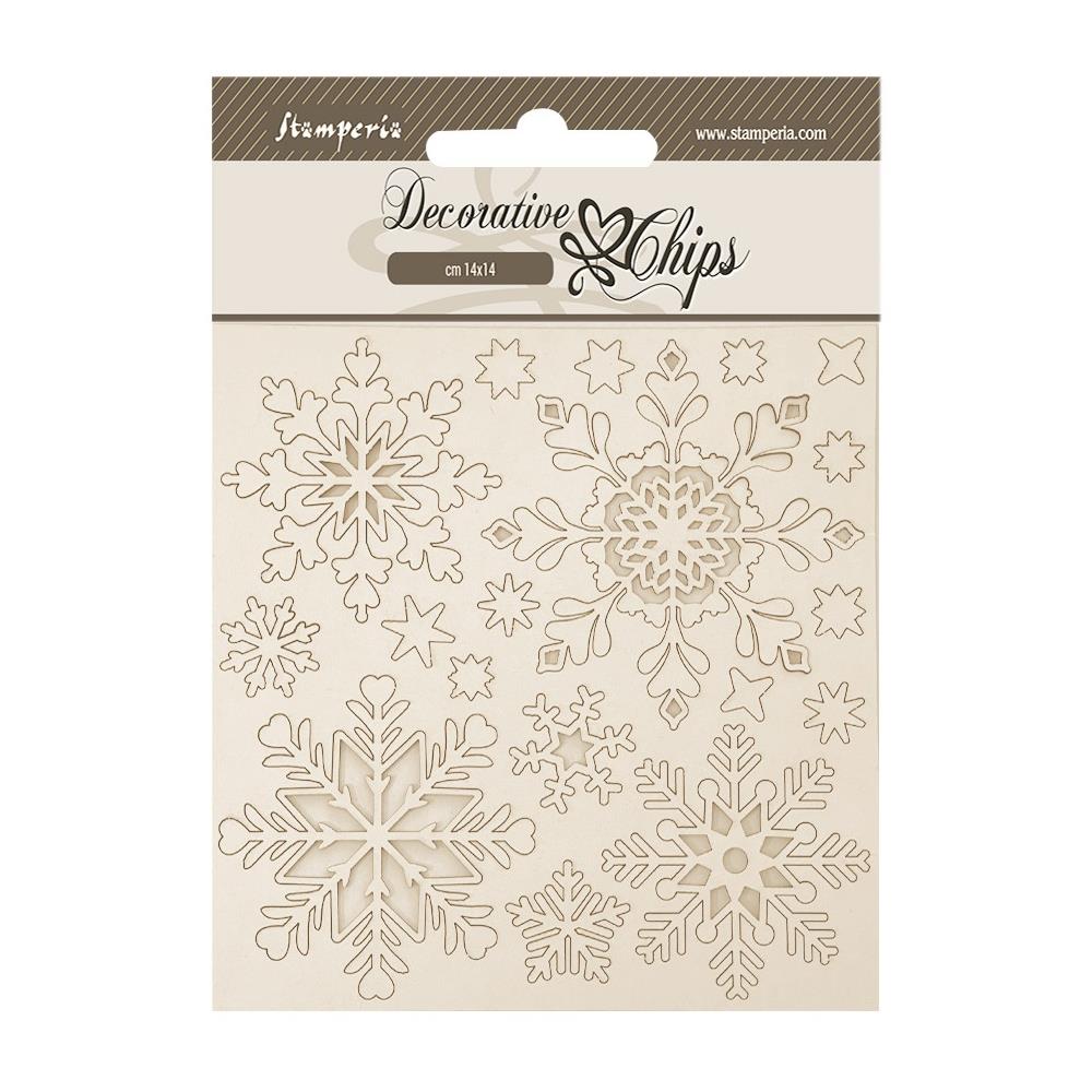Stamperia Decorative Chips - The Owl's House Snowflakes