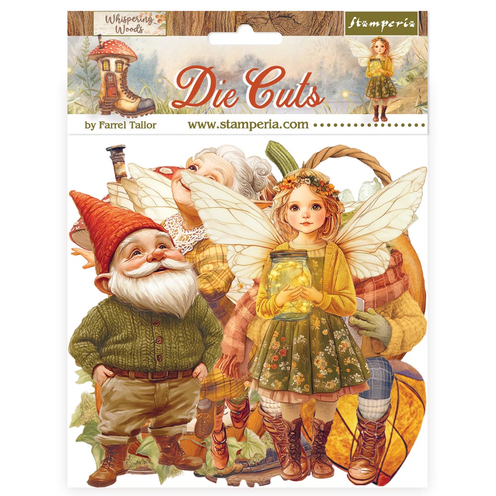 Stamperia Die Cuts packaging with a gnome and fairy design
