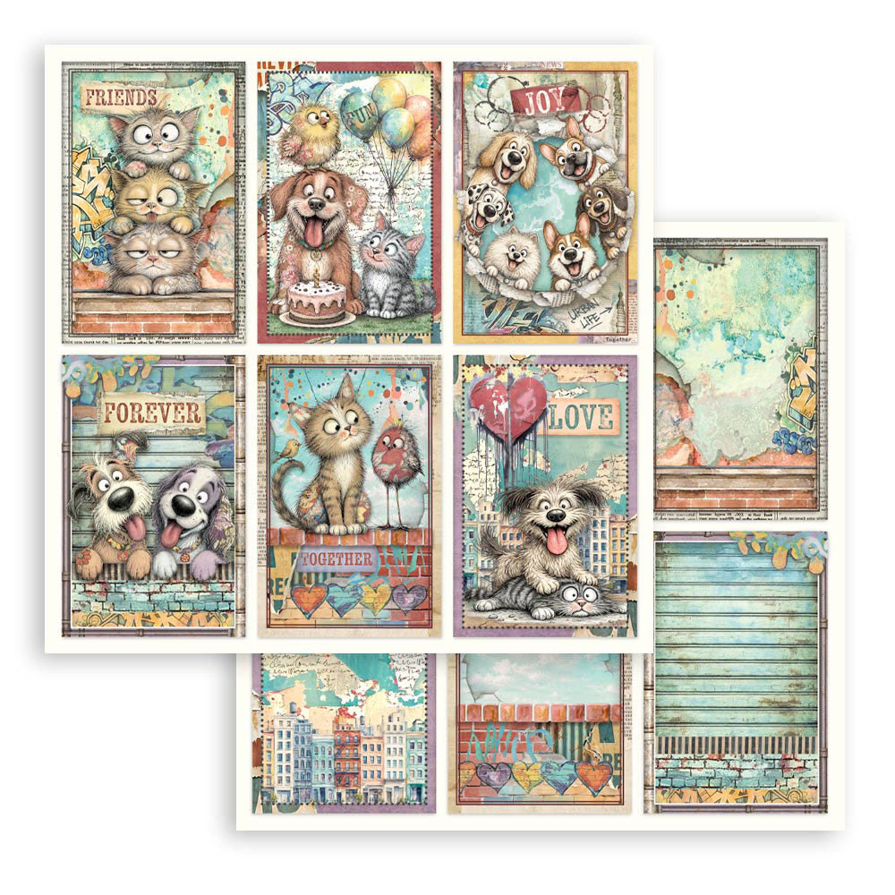 Stamperia Double-Sided Cardstock 12X12 - Furry Friends 2 - 6 Cards
