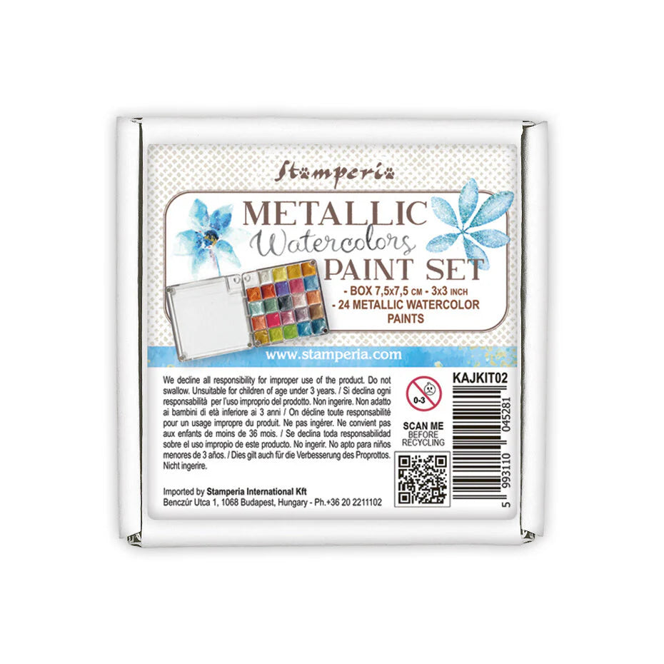Stamperia Metallic Watercolors Paint Set - 24 Colors
