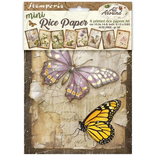 Stamperia mini rice paper pack with butterfly design on packaging