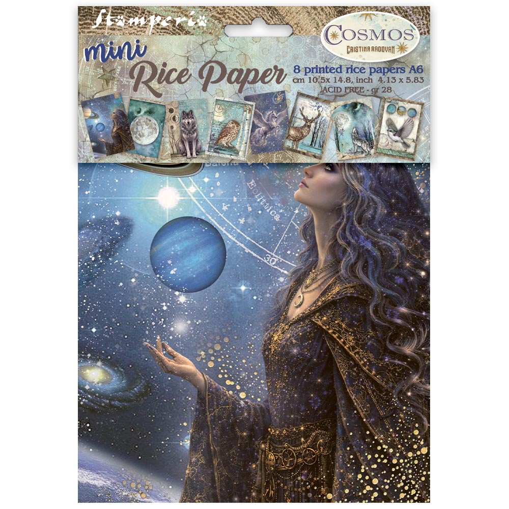 Stamperia Mini Rice Paper Sheets A6 - Cosmos