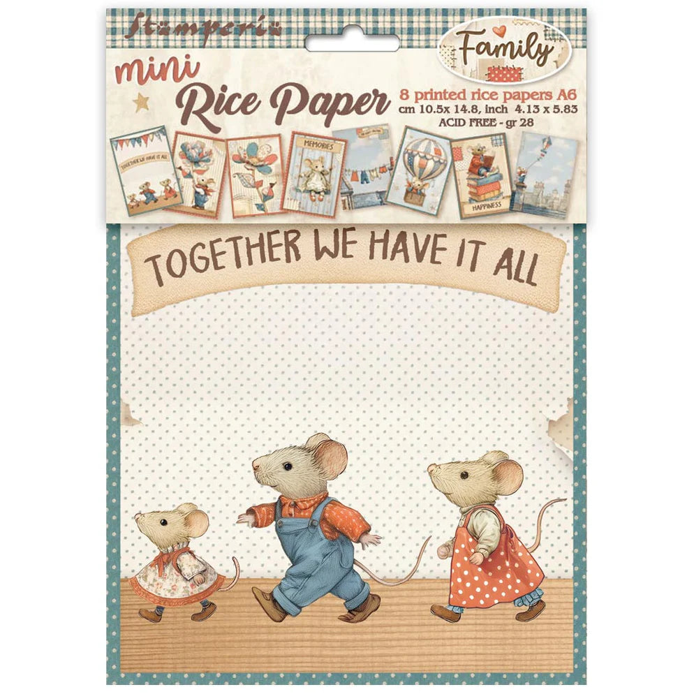 Stamperia Mini Rice Paper Sheets A6 - Family