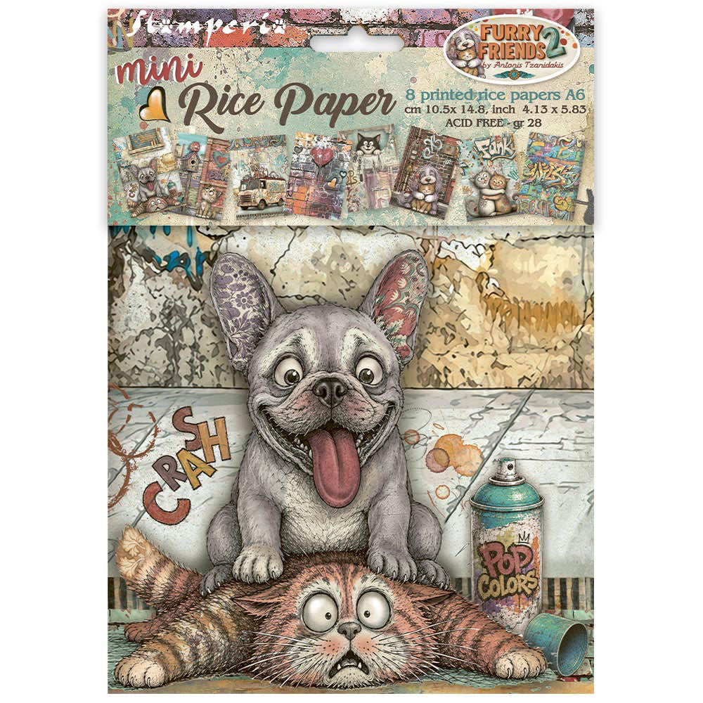 Stamperia Mini Rice Paper Sheets A6 - Furry Friends 2