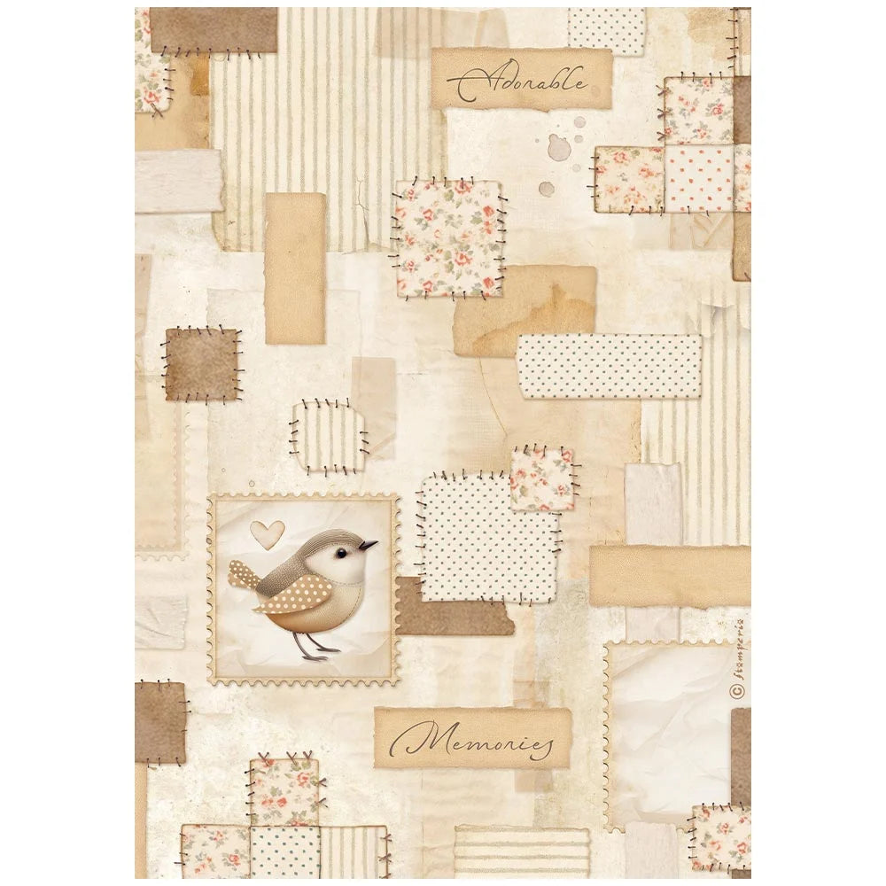 Stamperia Rice Paper Sheet A4 - Baby - Patchwork Bird