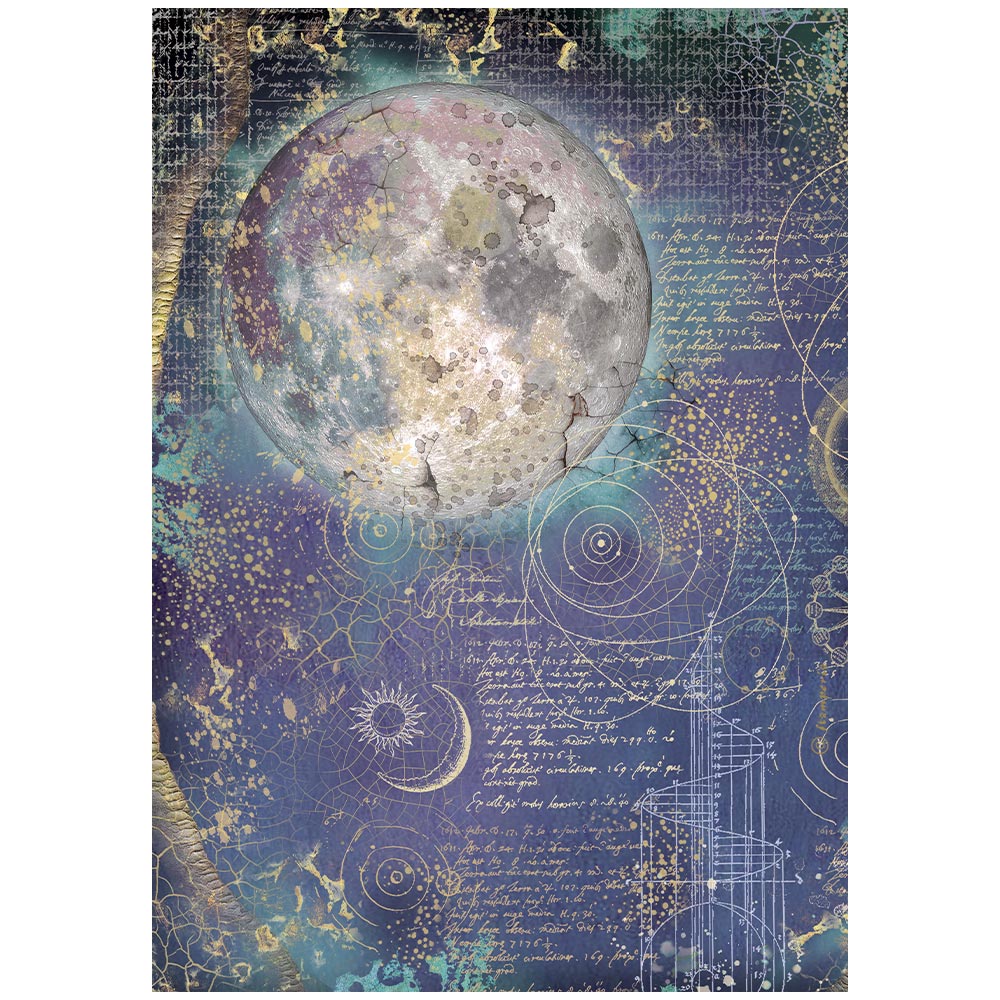 Stamperia Rice Paper Sheet A4 - Cosmos - Moon