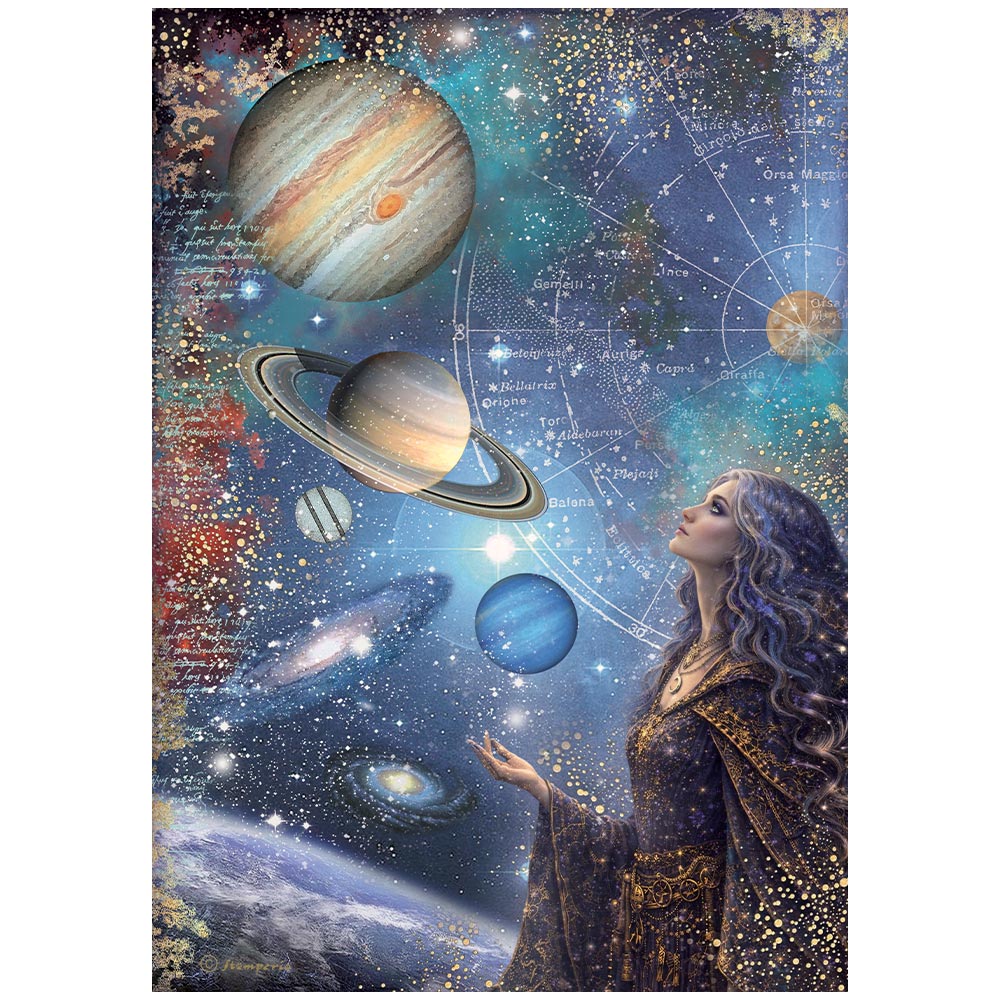 Stamperia Rice Paper Sheet A4 - Cosmos - Planets