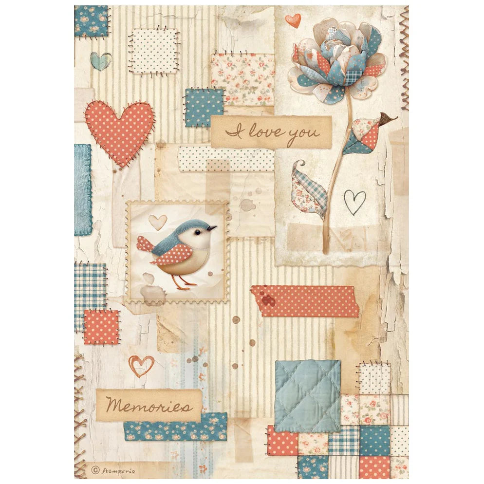 Stamperia Rice Paper Sheet A4 - Family - Patchwork