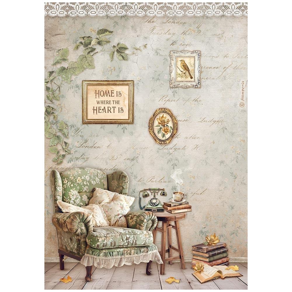 Stamperia Rice Paper Sheet A4 - Golden Harmony Chair