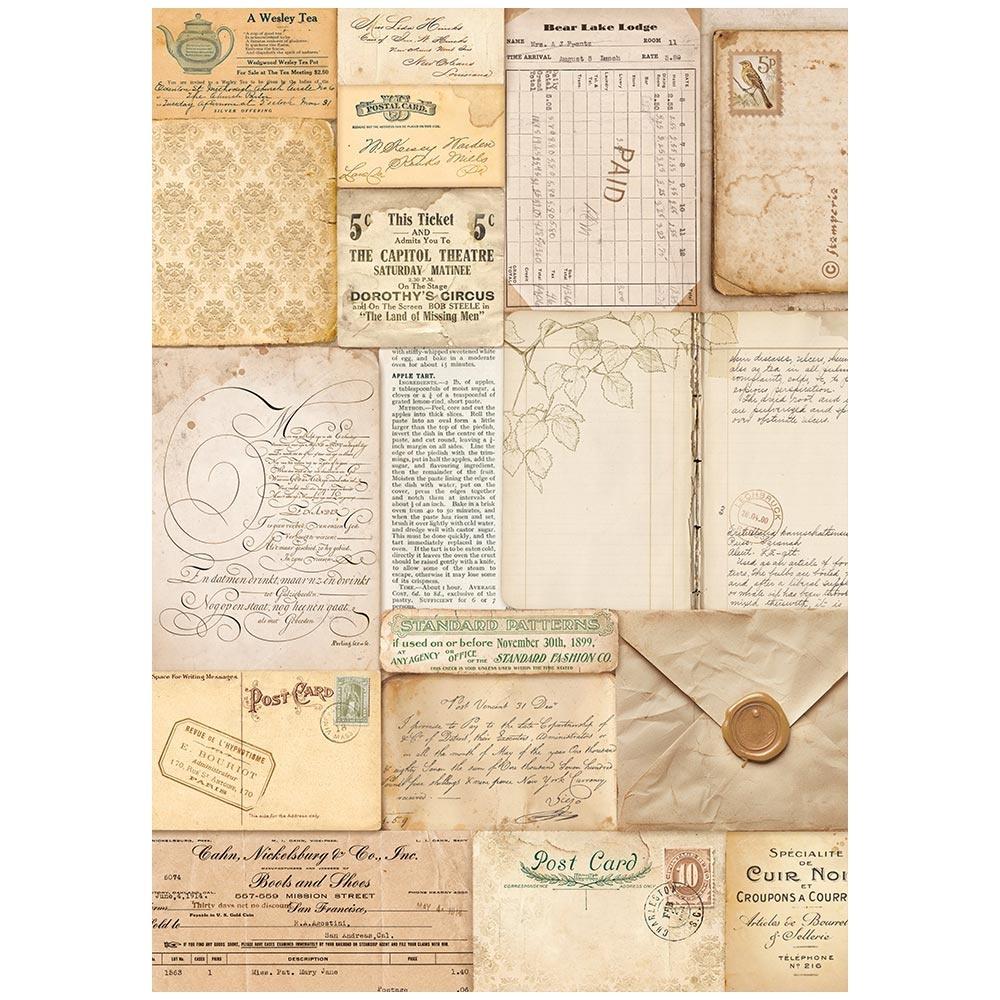 Stamperia Rice Paper Sheet A4 - Golden Harmony Letters