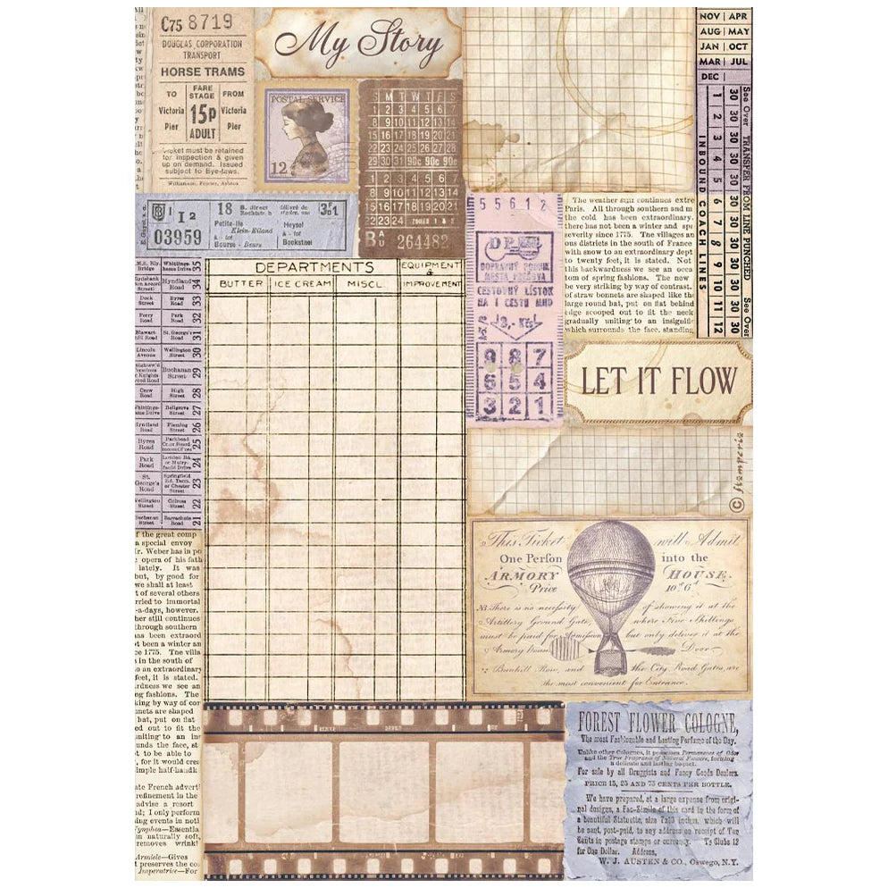 Stamperia Rice Paper Sheet A4 - Quiet Days Vintage Photography