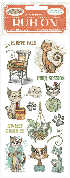 Stamperia Rub-On - Furry Friends Cat