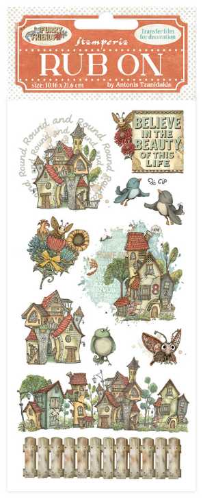 Stamperia Rub-On - Furry Friends Houses