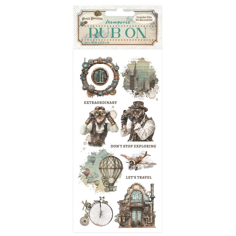 Rub-on transfers with vintage-themed designs