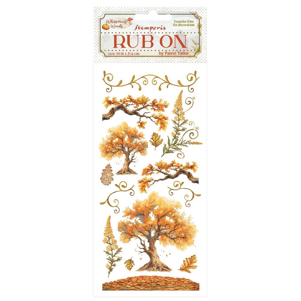 Rub-on transfer with autumn tree design