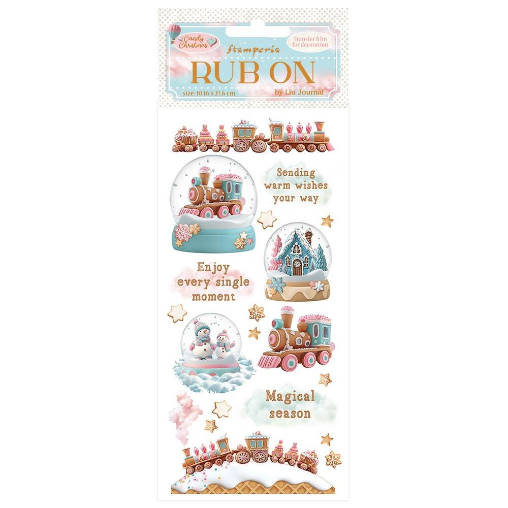 Stamperia Rub-on - Candy Christmas Snowglobes. The magic of the Rub On is to transfer an image easily into your project