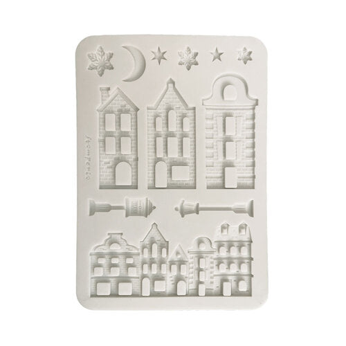 Decorative mold with architectural designs on a white background
