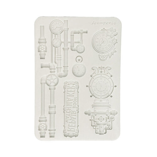 Silicone mold with steampunk design elements on a white background