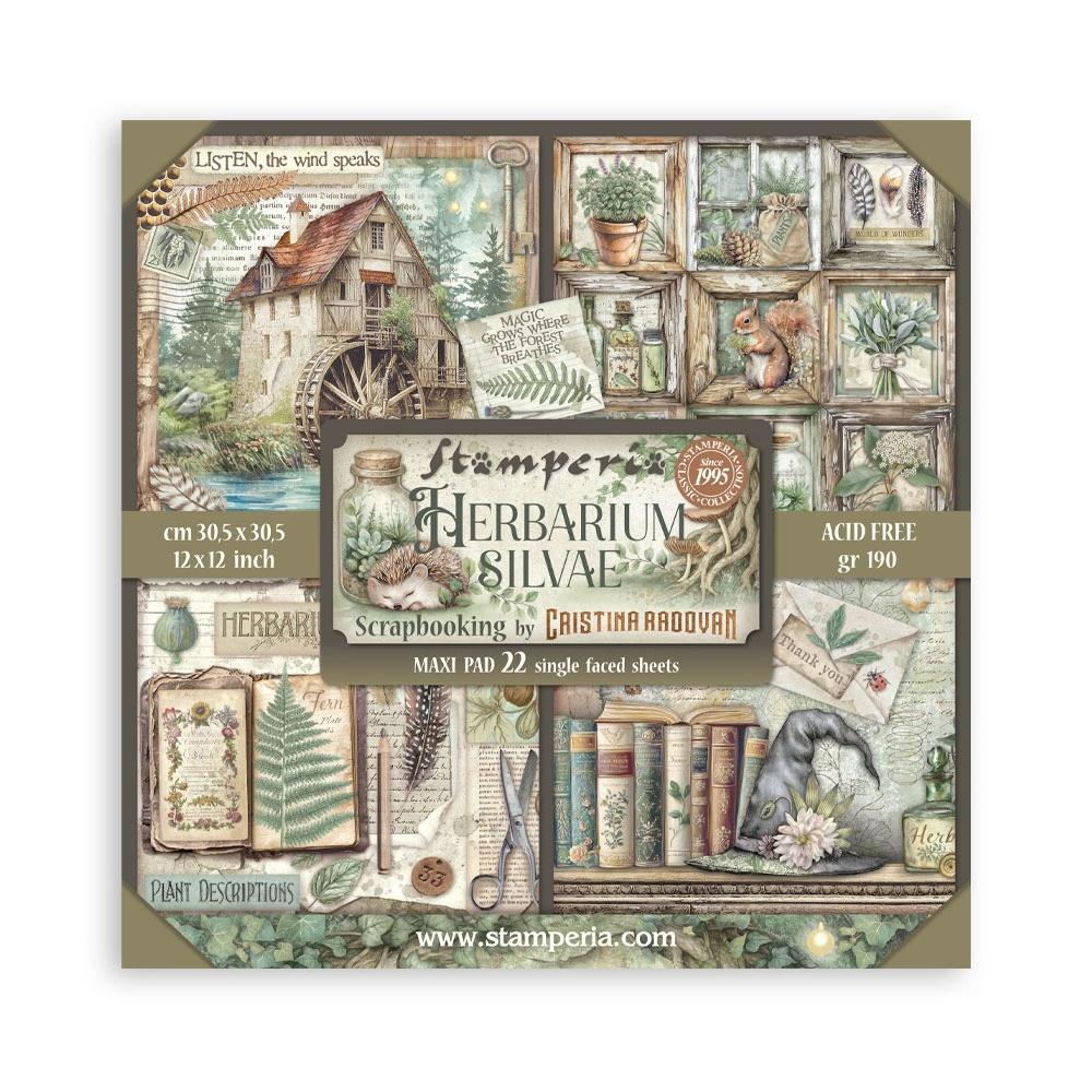 Stamperia Single-Sided Paper Pad 12x12 - Herbarium Silvae